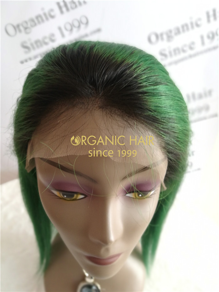 Wholesale human hair lace front wigs #1B/Green X16